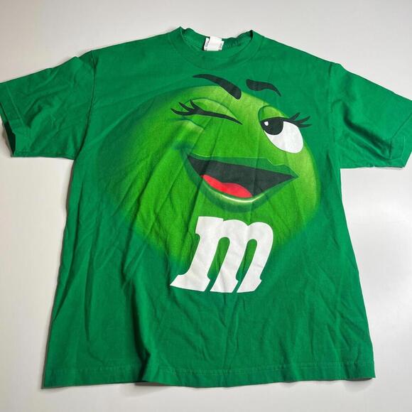 M&M’s Green Character T-Shirt Adult Large Candy Graphic Tee 100% Cotton - Picture 1 of 5